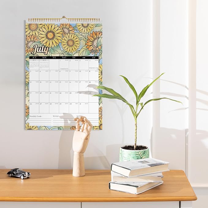 Ospelelf 2026 Coloring Wall Calendar 12'' x 17'' Family Doodle Calendar, 18 Months Desk Calendar Planner with Plastic Cover, Use July 2026 - Dec 2027, Floral