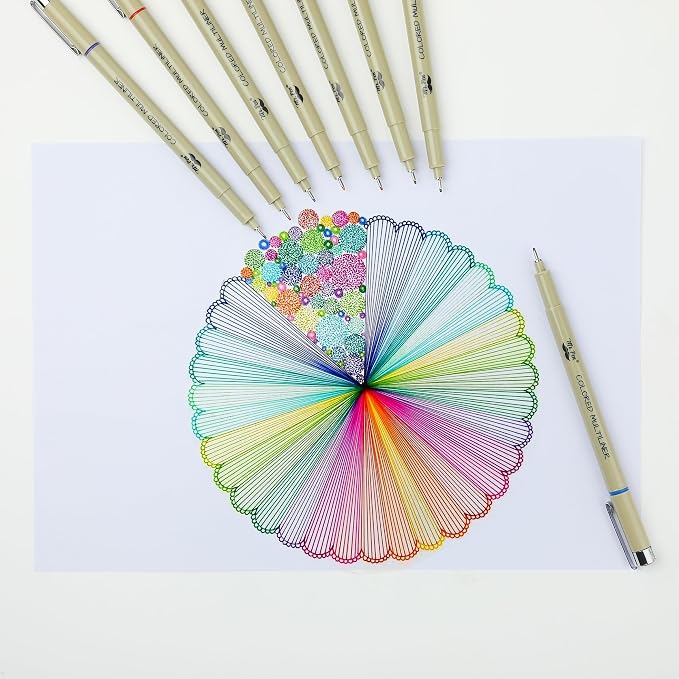 Mr. Pen- 0.5mm Micro Fine Point Pens, 8 Pack, Colorful Ink, Waterproof | Acid-Free, No-Smear Quick-Dry Fineliner Pens for Drawing, Sketching, Bible Journaling, Outlines & Everyday Writing