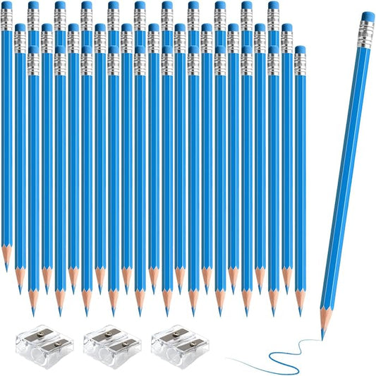 36 PCS Light Blue Pencils with Eraser, Pre-Sharpened HB Pencils for Writing & Drawing, School Supplies for Kids Homework, Tests, Art Crafts & Teacher Grading(Lightblue)