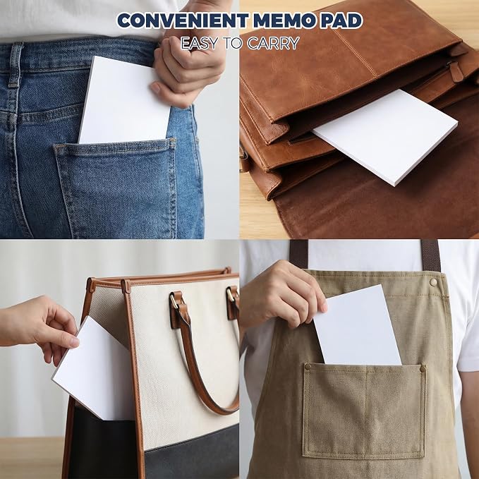 Thboxes 10 Pack 4" x 6" Blank Note Pads, 50 Sheets Each | 80gsm FSC Paper, Top Glue Binding, Cardboard Backing, Compact Memo Pads for Office, School, Home, Server Use