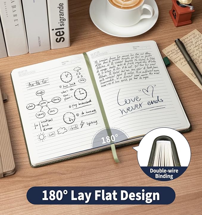Lined Journal Notebook, A5 Vegan Leather College Ruled Notebook for Women Men, Daily Journaling Notebook 192 Pages for Work, School, Business, Travel, Note Taking(Dark Blue)