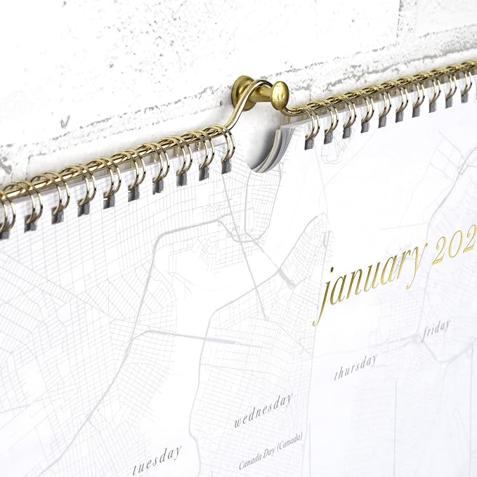 Mead 2027 Wall Calendar, Monthly, 15" x 12", Unruled Daily Blocks with Stickers, White/Gold, West Village (WV0067F-27)