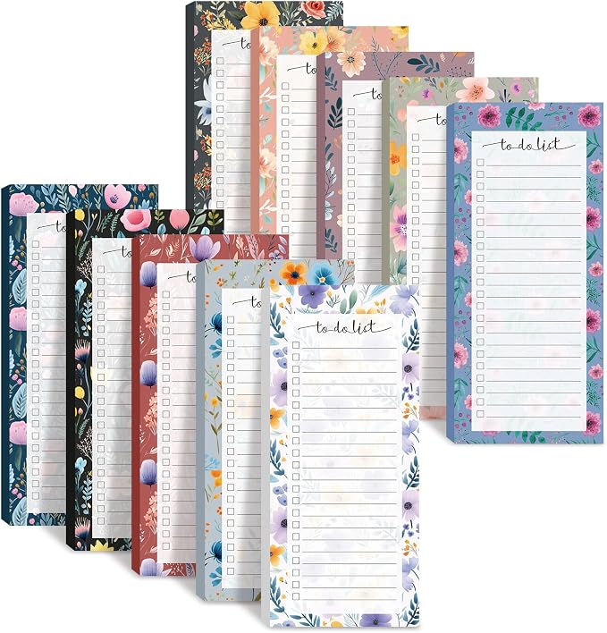 Censen 10 Pack 500 Sheets to Do List Notes Daily Checklist Notepad with 50 Sheets Undated Memo Pad Color Block Shopping List Weekly Plan Notepad Organizer Planners(Flower Color,Lined)