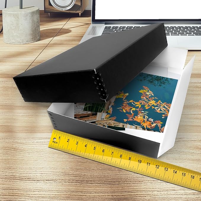 Golden State Art, Drop Front Archival Storage Box, 11.75"x15.25"x3"-Black | Acid-Free 11x14 Museum Photo Storage Box with Metal Edge, Preserve Documents, Prints, Poster, Photographs, Arts And Crafts
