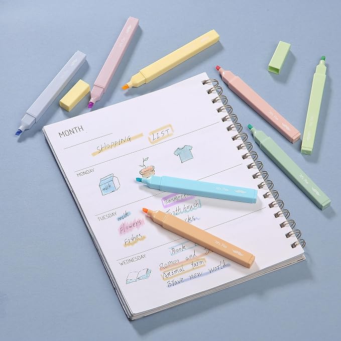 Mr. Pen- Aesthetic Highlighters No Bleed, 8 Pack, Assorted Colors | Chisel Tip, Cute Highlighters Assorted Colors for Journaling, Highlighting, Underlining, Fast Dry, Back to School Supplies