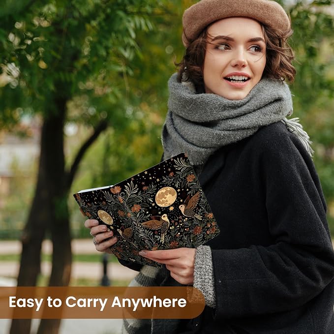Taja Aesthetic Lined Journal for Women, Pretty 6" x 8" Notebook for Work & Note with 160 College Ruled Pages, Hardcover Leather Notebook for Journaling, Note Taking, Bible Study, Moonlight Owls