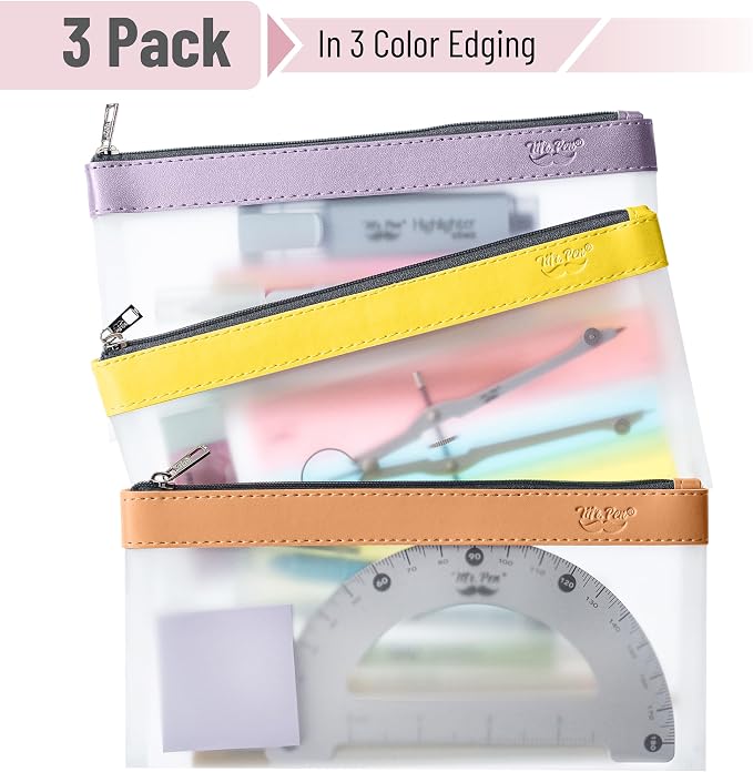Mr. Pen- Clear Pencil Pouch, 8.50"x4.25", 3 Pack, Durable TPU Material | Medium Water-Resistant Pencil Bags with Smooth Zipper, Multipurpose Clear Pouch for Stationery, School, Office
