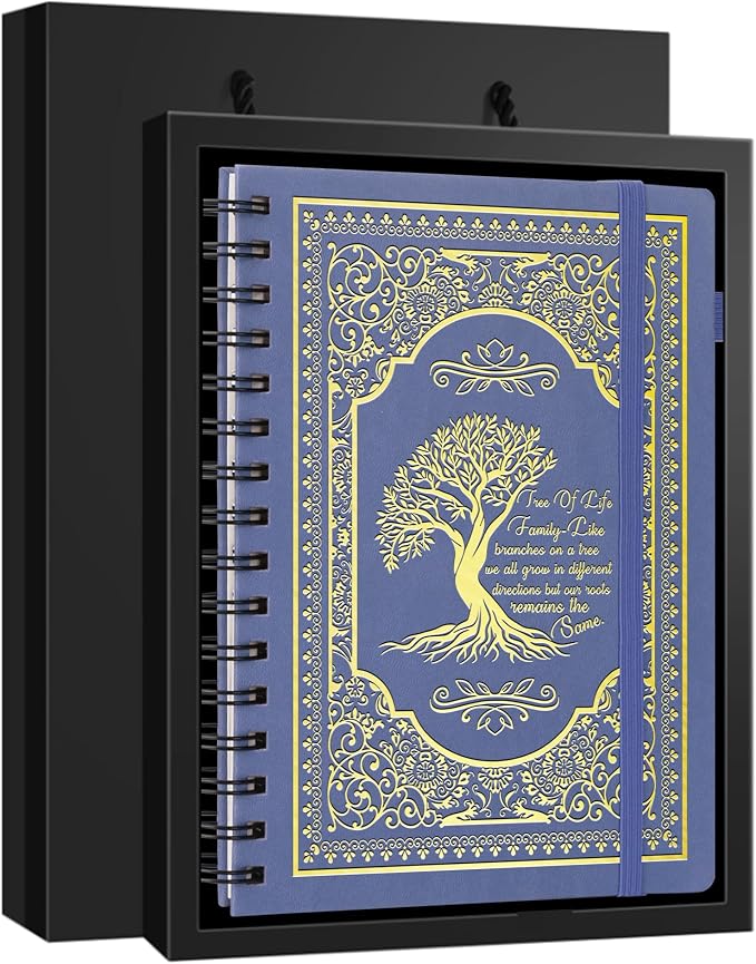 A5 Hardcover Spiral Notebook Tree of Life Journal Daily Journals for Writing Travel Notebooks Journal for Women Men 80GSM Paper Leather Spiral Journal,5.7"x8.3"（Spiral Tree -Purple)