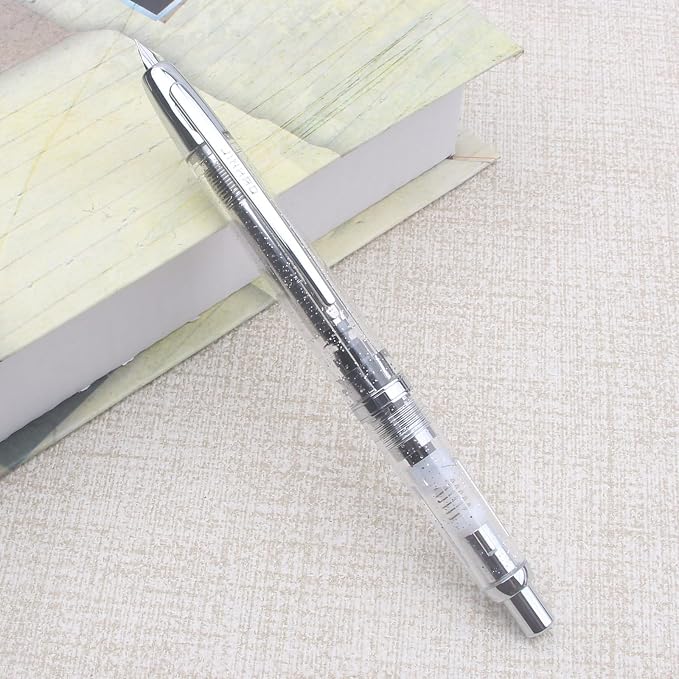 JINHAO 20 transparent Press Fountain Pen Retractable EF F Nib Transparent Black Writing Ink Pen with Converter School Office Supplies