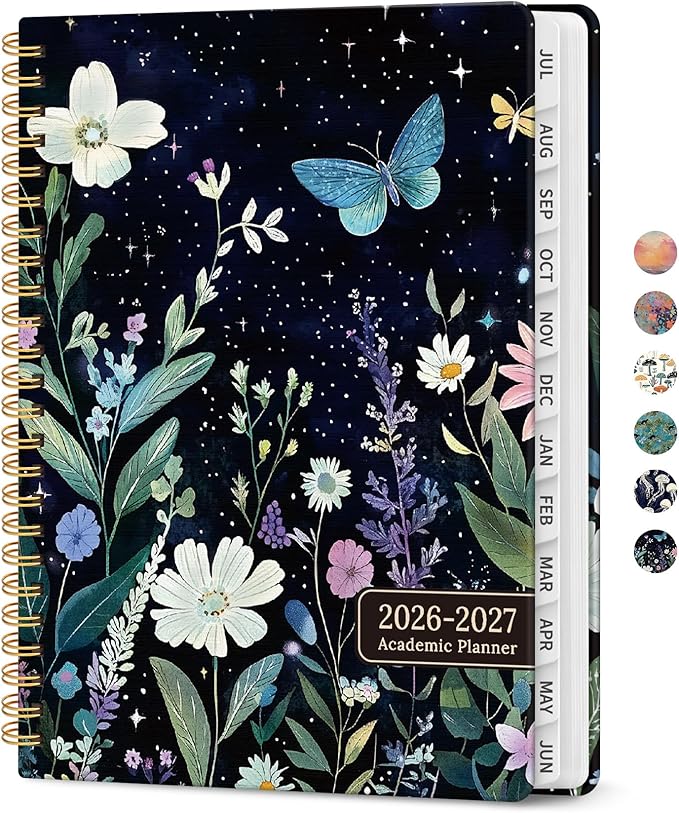Planner 2026-2027, Academic Year Monthly and Weekly Calendar Planner, Jul 2026 - Jun 2027, Hardcover Teacher Student Planning Agenda book with Tabs, Perfect for School Office Supplies, 6.3" x 8.5" - Celestial