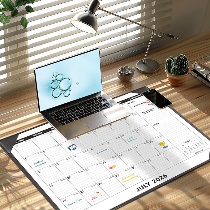 Large Desk Calendar 2026-2027 with Desktop Mat, KOPEESY 22" x 17" Desktop Calendar, 18 Mouths From March 2026 to August 2027, Office Supplies Desk Blotter Calendar for Home School and Office