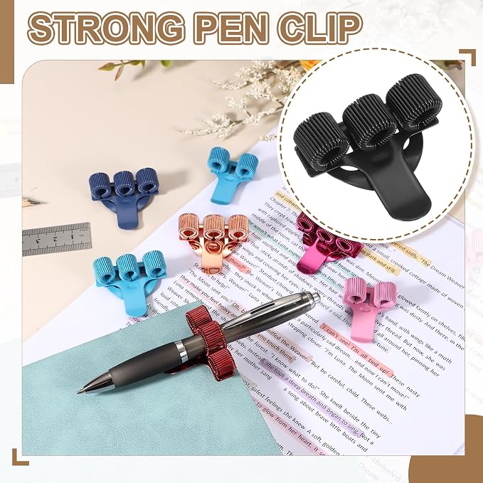 PATIKIL 2Pcs Pen Clip, 3 Holes Pen Holder Clip Metal Portable Spring Loop Organizer Universal for Notebook Journal Highlighter Office Business Pocket Clipboard Whiteboard, Black