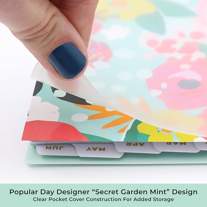 Blue Sky 2026-2027 Weekly & Monthly Academic Planner, 5"x8" | July 2026 - June 2027, Secret Garden Mint, Flexible Cover, Tabs, Storage Pocket, Stickers, Academic Year, Day Designer