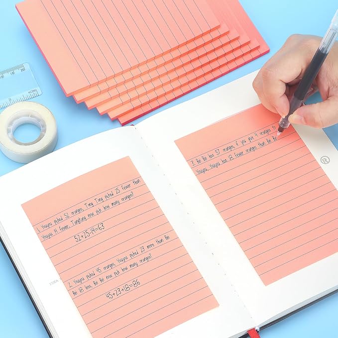 Early Buy Lined Sticky Notes, 4x6 in, 6 Pads, 45 Sheets/Pad (Pink)
