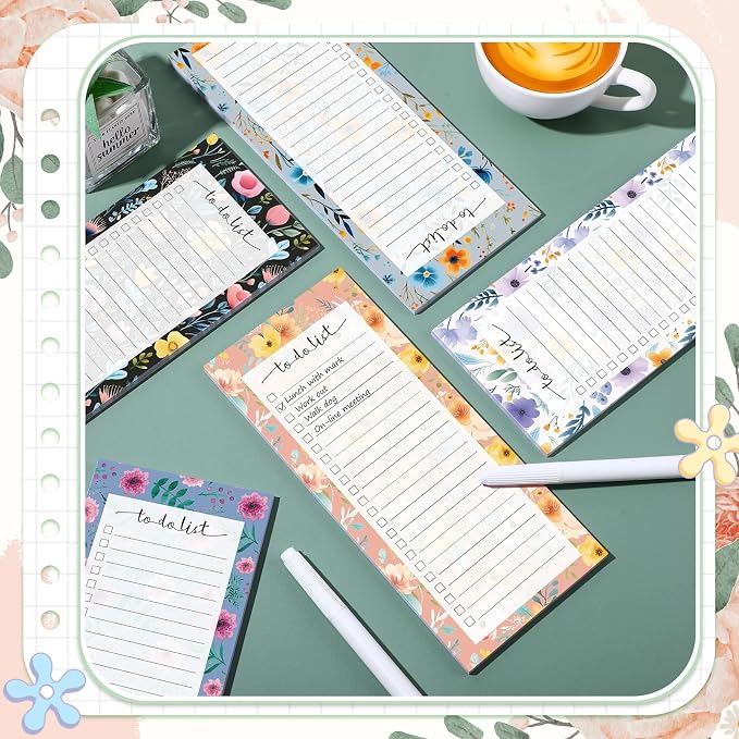 Censen 10 Pack 500 Sheets to Do List Notes Daily Checklist Notepad with 50 Sheets Undated Memo Pad Color Block Shopping List Weekly Plan Notepad Organizer Planners(Flower Color,Lined)