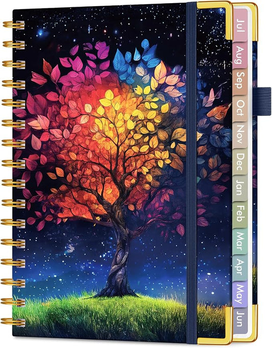 Academic Planner 2026-2027, Hardcover Weekly and Monthly Calendar Planner from July 2026 - June 2027, Daily Agenda Planners with Tabs, College School Organizer for Student Teacher, A5 (6.1" x 8.2"), Colorful Tree