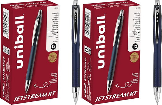 uniball Jetstream RT Ballpoint Pens, Fine Point (0.7mm), Black (Pack of 24)