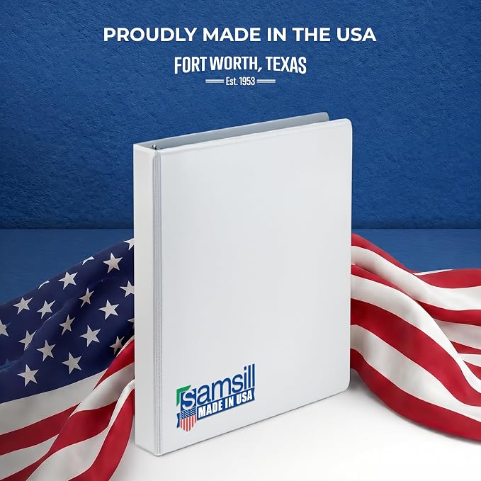 Samsill 1 Inch 3 Ring Binders, Economy Round Ring, Clear View Cover, 200 Sheet Capacity - for School, Home, Office - White, 6 Pack