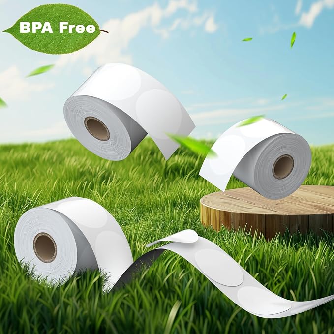 2" Circle Direct Thermal Labels, Thermal Printer Labels for Name Tag, DIY, QR Code, Self-Adhesive Address Shipping Stickers, White Circle Sticker Labels Compatible with Zebra, Rollo, MUNBYN,750Lables