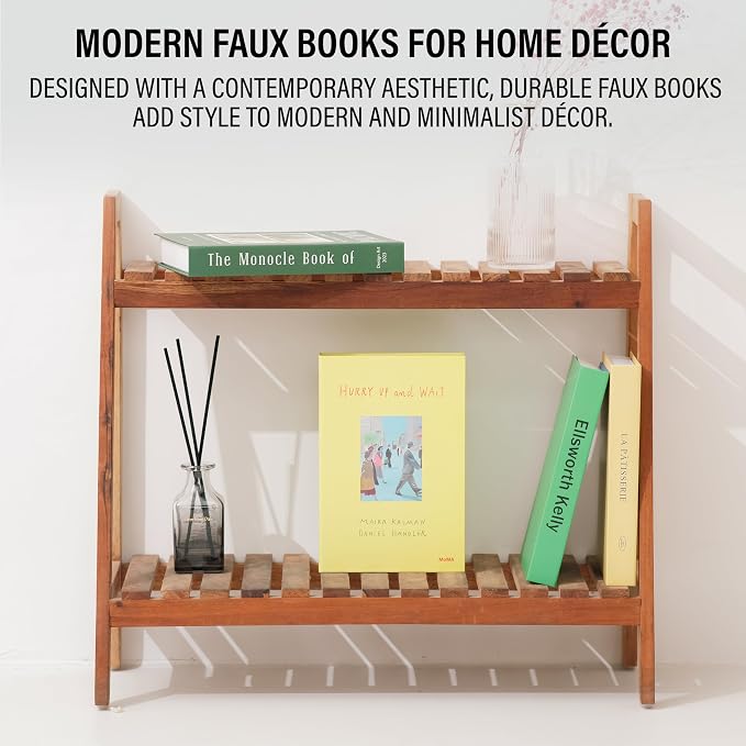 PROBENEX 4 Pcs Decorative Books | Faux Neutral Coffee Table & Shelf Decor | Warm Organic Look for Living Room, Office and Entryway - Not Real, Tool-Free 2-Min Setup