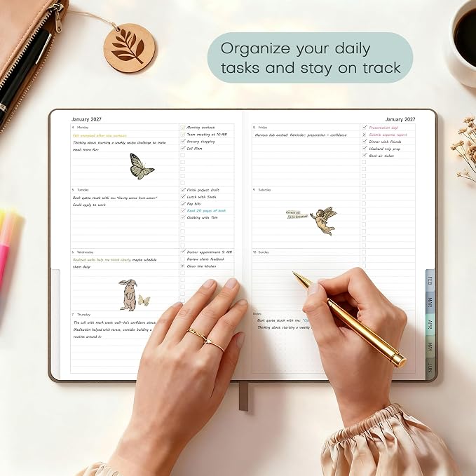 Planner 2026-2027 Monthly and Weekly Academic Planner July 2026 - June 2027, Linen Hardcover Agenda 2026-2027 Calendar Daily Planner for Student Teacher with Monthly Tabs, 6" x 8.3", Vintage Brown