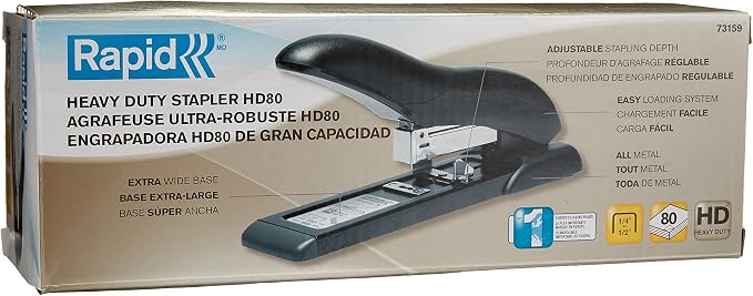 Rapid HD80 Personal Heavy-Duty Stapler, Black (Pack of 2)