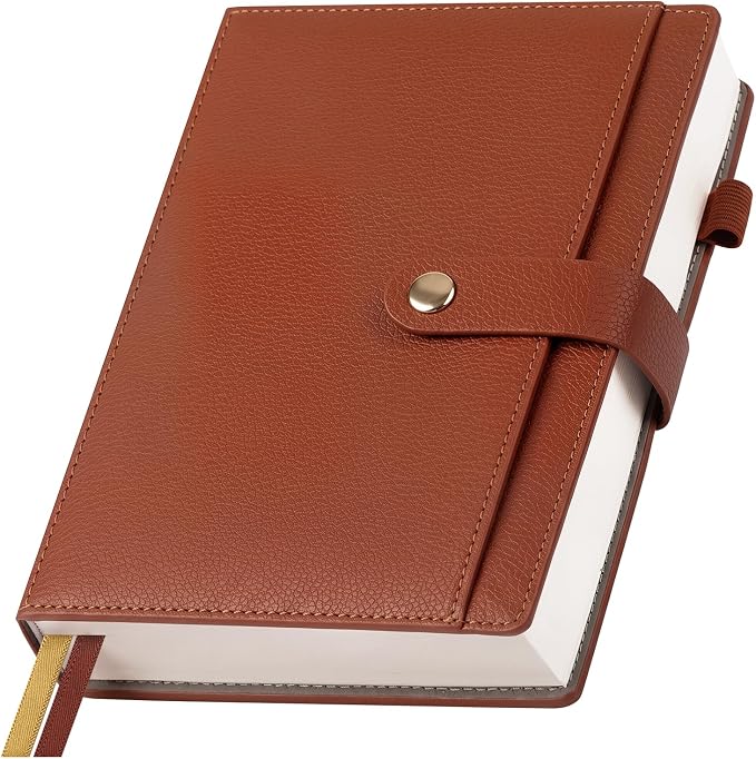 A5 Lined Journal Notebook for Women Men, Hardcover Journals for Writing, 320 Pages 100GSM Thick Paper, Daily Journal Notebook for Work, School, Note Taking, Business, Travel（Brown）