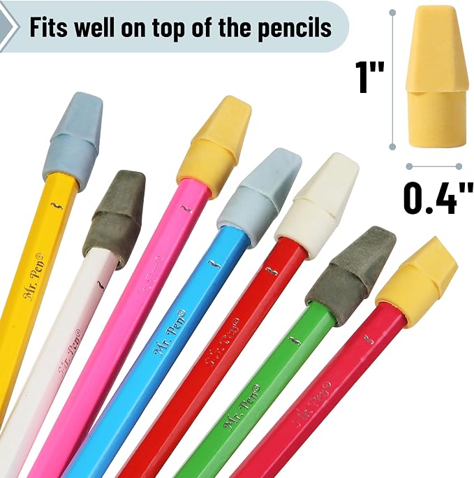 Mr. Pen- Pencil Erasers Toppers, 120 Pack, Colorful, Latex Free, No Smudge | Mr Pen Erasers for Pencils