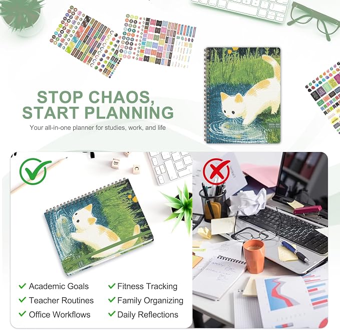 Planner 2026-2027, Weekly and Monthly Academic Planner, July 2026 - June 2027, Hardcover Calendar Agenda Book for School Year Planning, School Supplies for Teacher and Student, Letter Size(8.5'' x 11'')