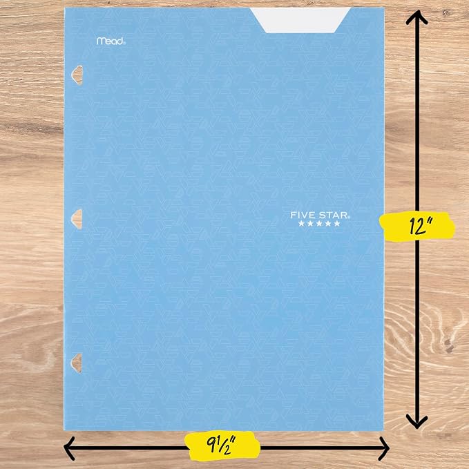 Five Star 4-Pocket Folder,Paper Folder,Fits 3-Ring Binders,Holds 8-1/2" x 11" Paper,Assorted Colors (38058),6 Count (Pack of 8)