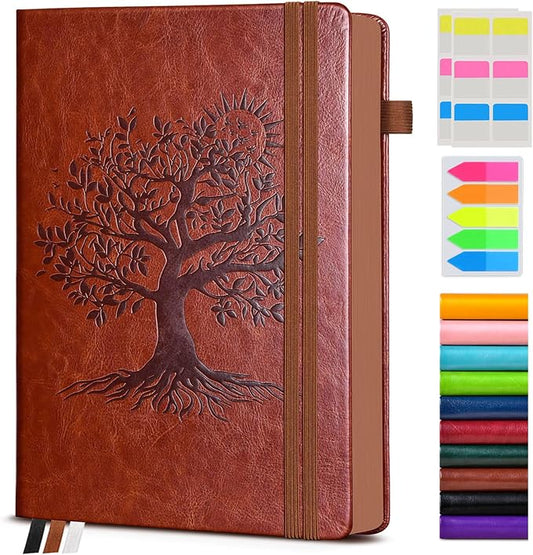 PAIBAS Vintage Leather Journal with 300 Numbered Pages,B5 Lined Journal for Men Women,Daily Journals for Writing,College Ruled Notebook for Work,School,Note taking,Travel Diary,Large (7" x 10")