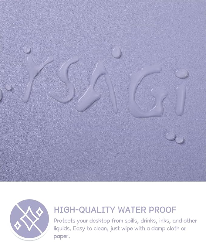 YSAGi Non-Slip Leather Desk Pad XL Size, Waterproof Laptop Computer Desk Keyboard Mat, Table Protector Blotter Mat, Large Mouse Pad for Office/Work/Home/Decor(Lavender, 47.2" x 23.6")-No Band