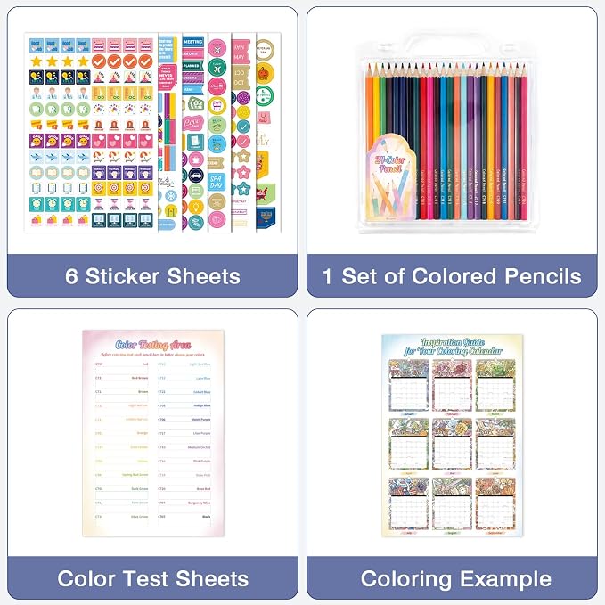 Ospelelf 2026 Wall Calendar 12'' x 17'' Family Coloring Calendar for Adults, Kids, Monthly Calendar Planner with Plastic Cover, 18 Month Calendars, Use Jan 2026 - June 2027, Season
