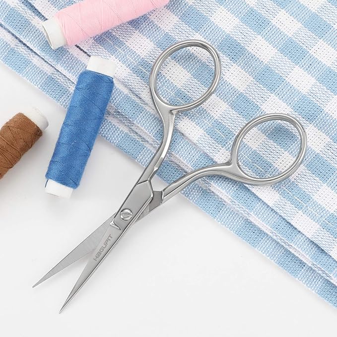 Small Precision Embroidery Scissors, 4" Forged Stainless Steel Sharp Pointed Tip Detail Shears for DIY Craft Thread Cutting, Needlework Yarn & Sewing