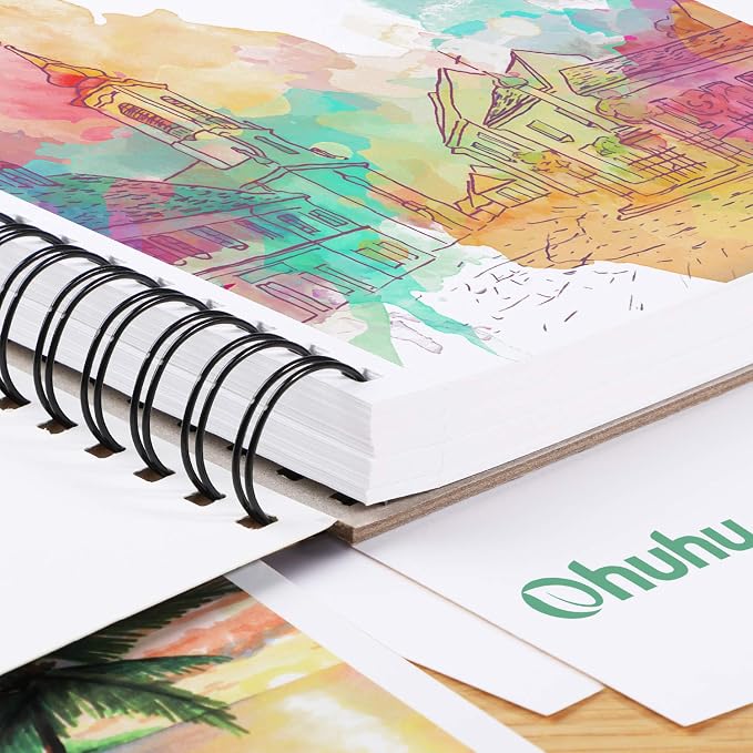 Ohuhu 7"x10" Marker Paper Pad Art Sketchbook for Drawing and Sketching | Large Sketch Book - 120 LB/200 GSM Smooth Drawing Paper - 60 Sheets/120 Pages - Spiral-Bound Sketch Pad for Alcohol Markers