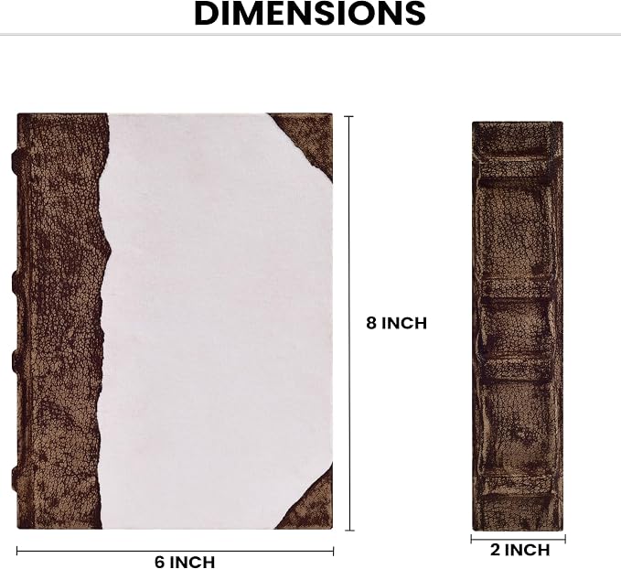 Rustic Vintage Leather Bound Journal - 200 Pages Handmade Antique Deckle Edges Watercolor Paper - Book of Shadows/Spell - Writing Notebook Sketchbook for Women and Men - 8''x6'', White