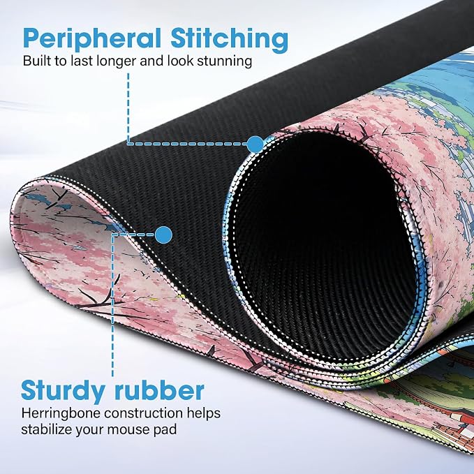 Waterproof Desk Mat 31.5x15.7 Inch - Extra Large Mouse Pad Covers Full Desk, Non Slip Rubber Backing, Easy to Clean, Building