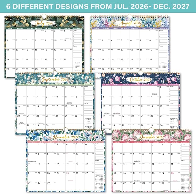 Calendar 2026-2027, 15" x 11.5", Jul 2026 - Dec 2027 with To-do List | 2026-2027 Wall Calendar, 2027 Calendar , 18 Months Wall Calendar Large with Hook, Notes, Perfect for Organizing