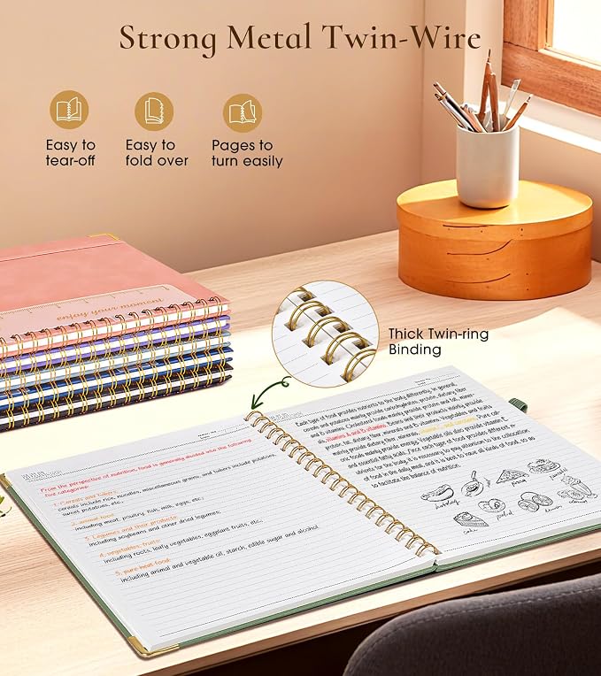 Hardcover Spiral Notebook Journal 8.5” x 11”, A4 Large Cute Notebooks for Women Men, Lined College Ruled Notebook, 100 GSM Paper, Spiral Bound Journals for Work School Note Taking Business, Watercolor Floral