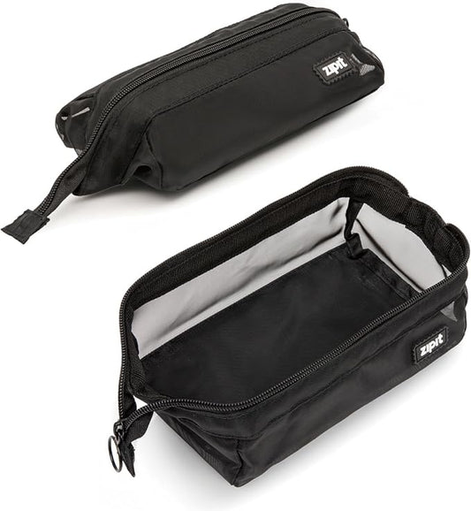 ZIPIT: Lenny Pencil Case - Mesh Black - Large Storage Capacity Zipper Pouch, Makeup-Stationery Bag, School-Travel, Washable Quick Dry, Kid-Teen-Adult