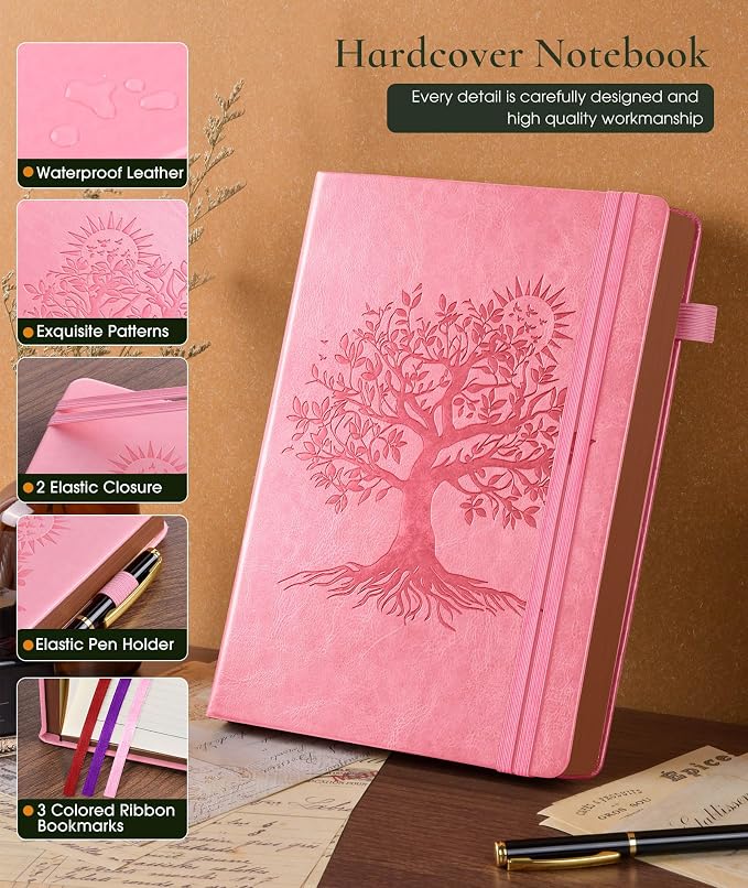 PAIBAS Vintage Leather Journal with 300 Numbered Pages,B5 Lined Journal for Men Women,Daily Journals for Writing,College Ruled Notebook for Work,School,Note taking,Travel Diary,Large (7" x 10")