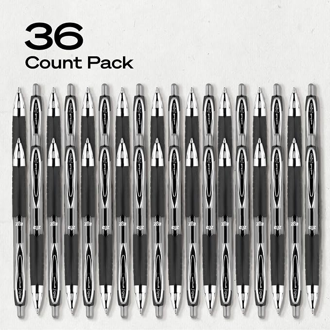 uniball™ 207 Gel Pens, Black Ink, 0.7mm Medium Point, Retractable, 36 Count, Smooth Writing, Fraud-Resistant, uni Super Ink™