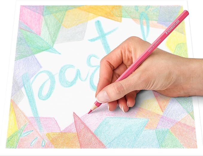Staedtler Colouring Pencil 146 Classic Hexagonal Format, Soft Lead, Highly Pigmented Colours, 12 Pastel Colours in Cardboard Case, 146 C12 PA
