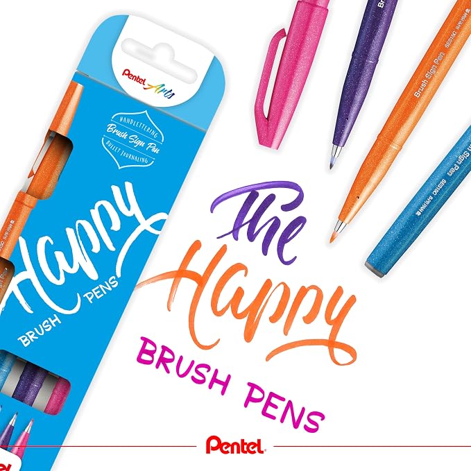 Pentel Fude Touch Sign Pen, Pink, Felt Pen Like Brush Stroke (SES15C-P)