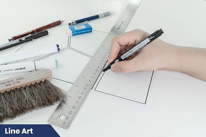 Pacific Arc Stainless Steel 24 Inch Metal Ruler Non-Slip Cork Back, with Inch and Metric Graduations