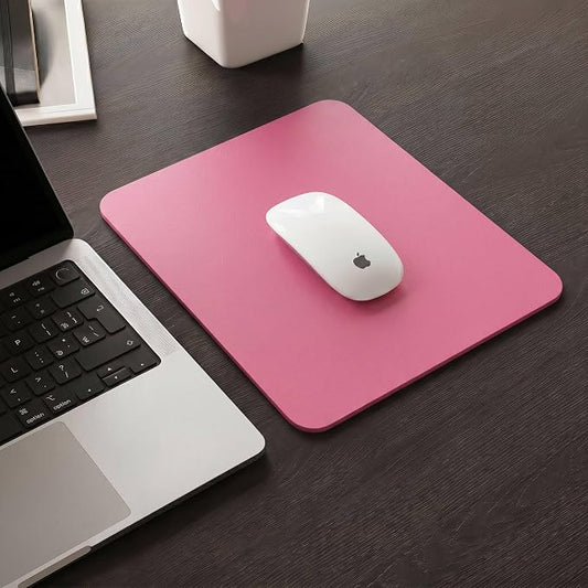 Leather Desk Pad Protector, Waterproof Mouse Pad, PU Desk Mat, Office Desk Cover, Desk Writing Mat for Office/Home/Work/Cubicle (Pink) 9x8 in