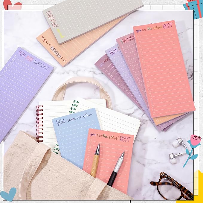 Censen 10 Pack 500 Sheets to Do List Notes Daily Checklist Notepad with 50 Sheets Undated Memo Pad Color Block Shopping List Weekly Plan Notepad Organizer Planners (Morandi,Motivation Words)