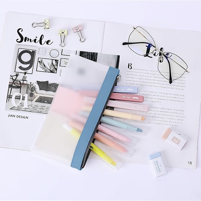 Mr. Pen- Clear Pencil Pouch, 8.50"x4.25", 6 Pack, Durable TPU Material | Medium Water-Resistant Pencil Bags with Smooth Zipper, Multipurpose Clear Pouch for Stationery, School, Office