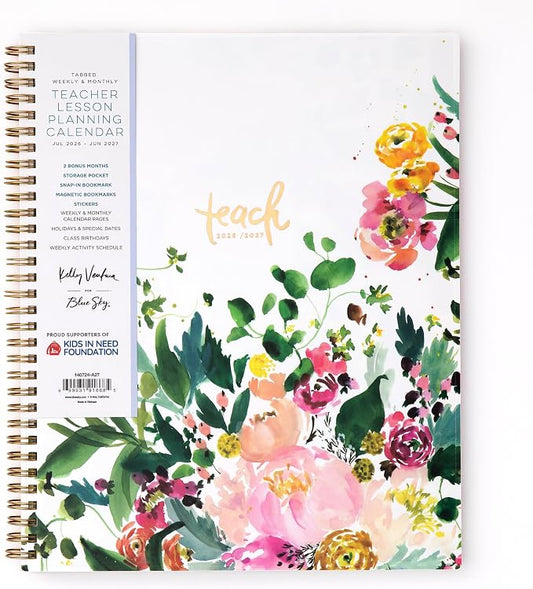 Blue Sky 2026-2027 Weekly & Monthly Academic Planner, 8.5"x11", Summertime | July 2026 - June 2027, Flexible Cover, Wirebound, Laminated Tabs, Storage Pocket, Stickers, Academic Year, Kelly Ventura