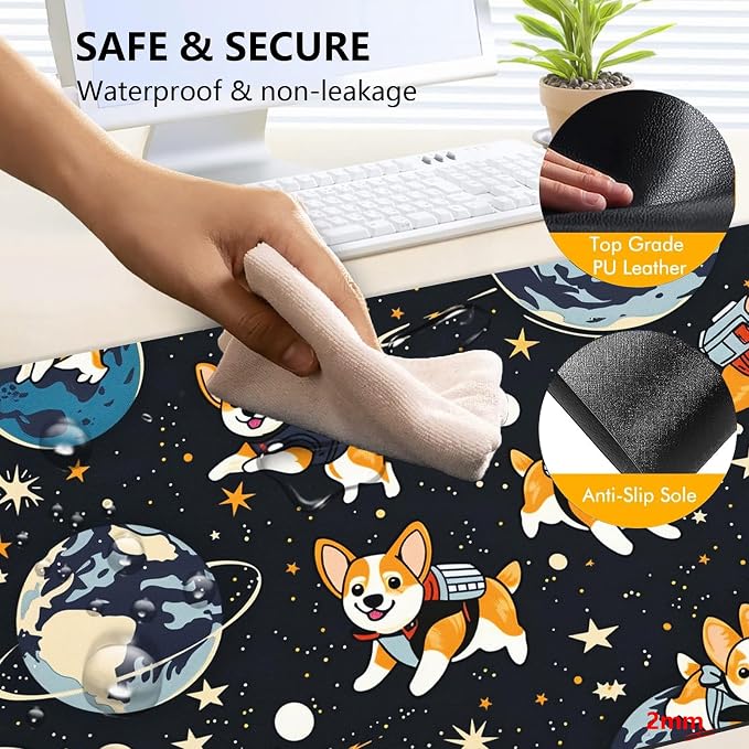 Heated Mouse Pad with 3 Levels Heated & 3 Hours Auto Shut-Off Mouse Pad for Warming Hands in Office Home, 23.6" x 14.2"Large Safe Desk Mat Hand Warmer，Starry Sky Dog